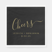 Gefällt Minimalistische Schwarz-Gold-Hochzeit Serviette (Vorderseite)