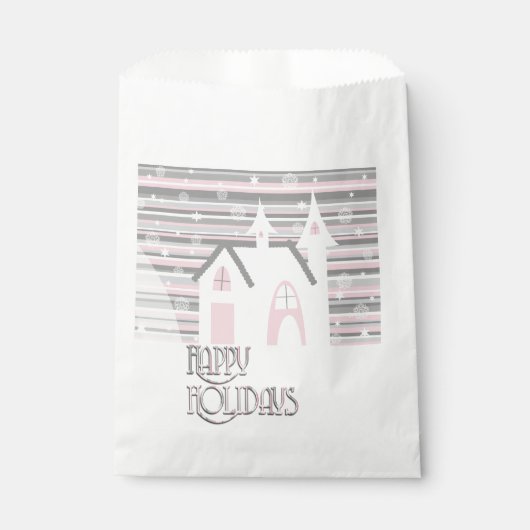 Gefälte Taschen - Pink & Gray Wintry Scene Geschenktütchen (Vorderseite)