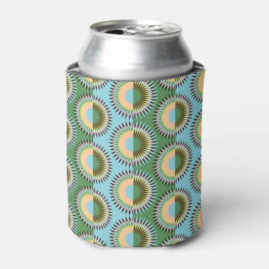Gefaltene Blume: Retroblau-grün. Dosenkühler (Kanne Vorderseite)