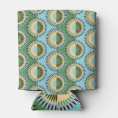 Gefaltene Blume: Retroblau-grün. Dosenkühler (Rückseite)