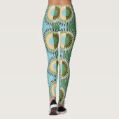 Gefaltene Blume: Retroblau-grün. Leggings (Rückseite)