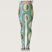 Gefaltene Blume: Retroblau-grün. Leggings (Vorderseite)