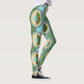 Gefaltene Blume: Retroblau-grün. Leggings (Rechts)
