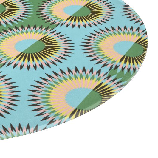 Gefaltene Blume: Retroblau-grün. Schneidebrett (Ecke)