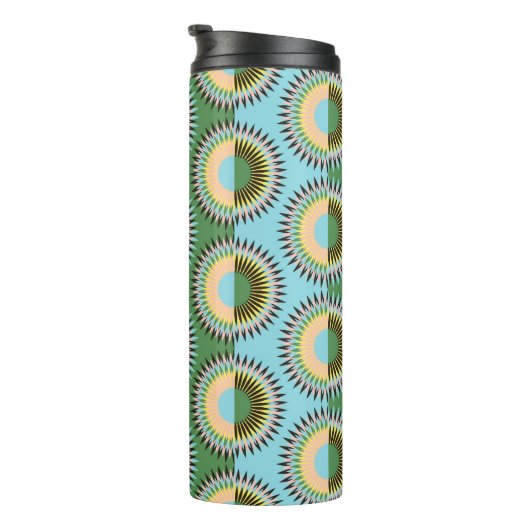 Gefaltene Blume: Retroblau-grün. Thermosbecher (Nach rechts gedreht)