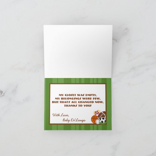 Gefaltet danke, All-Star- Grün zu kardieren Dankeskarte (Innenseite)