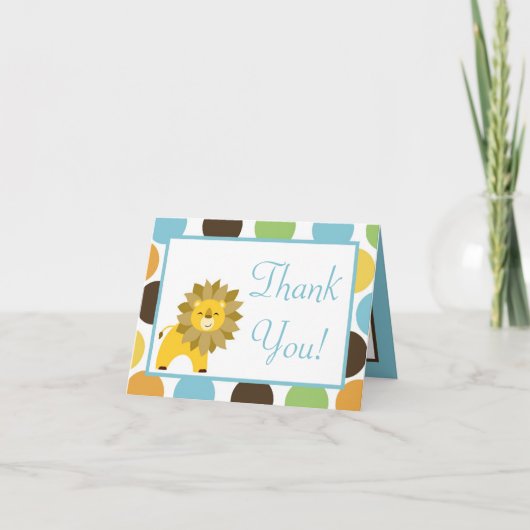 Gefaltet danke, Dschungel-König Lion Safari Zoo zu Dankeskarte (Vorderseite)