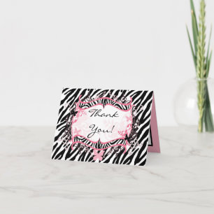Gefaltet danke, Girly Schmetterlingzebra-Druck zu Dankeskarte