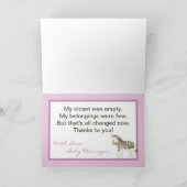 Gefaltet danke, Jacana Mädchen Jungl Zoo-Tier zu Dankeskarte (Innenseite)