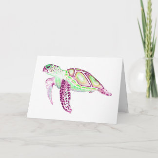 Gefaltete Grußkarte Grüne Schildkröte 5x7 Karte