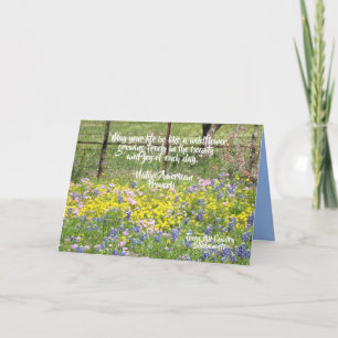 Gefaltete Grußkarte Texas Wildblumen Zitat Karte