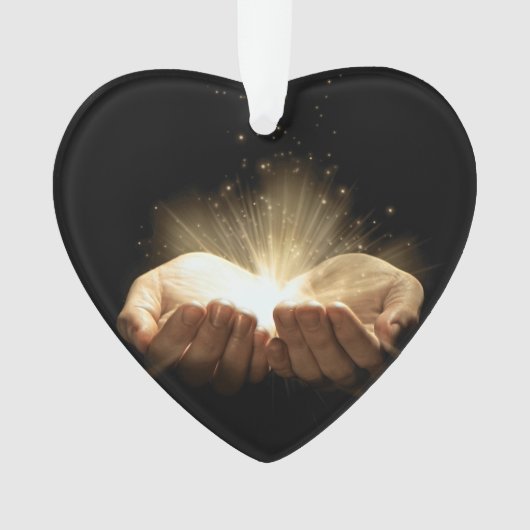 Gefaltete Hände, die Licht halten Ornament (Vorderseite)