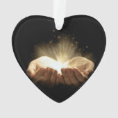 Gefaltete Hände, die Licht halten Ornament (Rückseite)