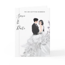 Gefaltete Hochzeitseinladung "Wir heiraten" Set
