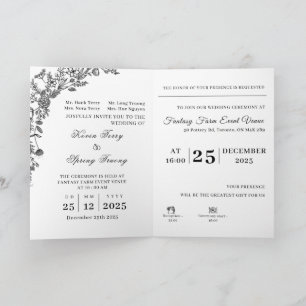 Gefaltete Hochzeitseinladung "Wir heiraten" Set Karte