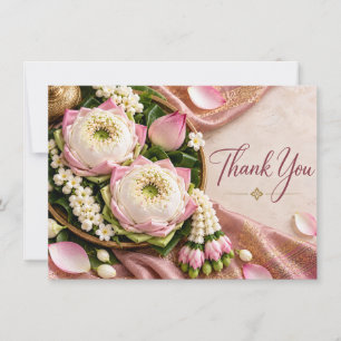 Gefaltete Lotusblüte in hölzerner Schale Dankeskar Dankeskarte