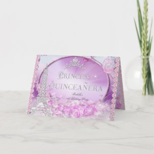 Gefaltete Prinzessin Quinceanera Magisches Rosa Li Einladung