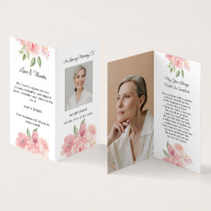 Gefaltete Rosen-Foto-Trauerkarte Visitenkarten