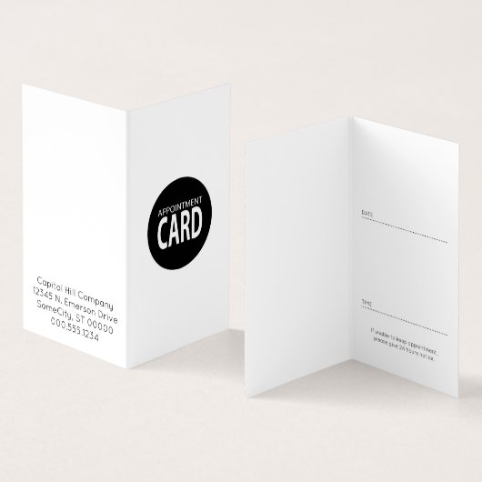 gefaltete Verabredungskarte Visitenkarten (Innenseite und Außenseite)