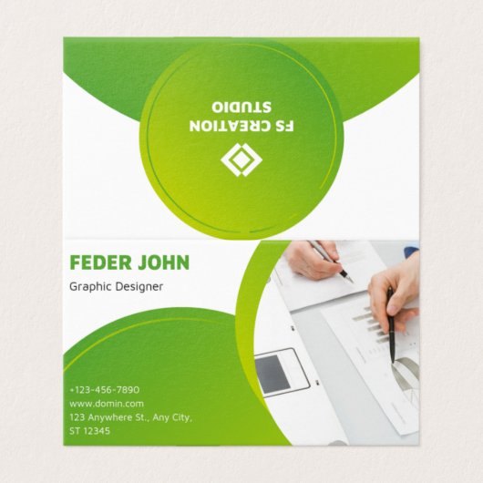 Gefaltete Visitenkarten (Außenseite Aufgefaltet)