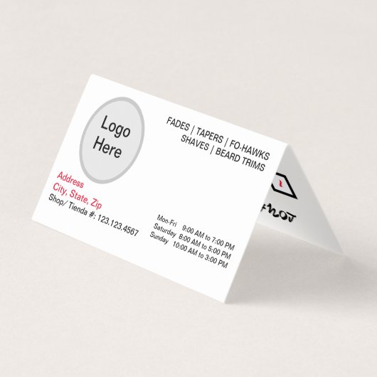 Gefaltete Visitenkarten (Rückseite)