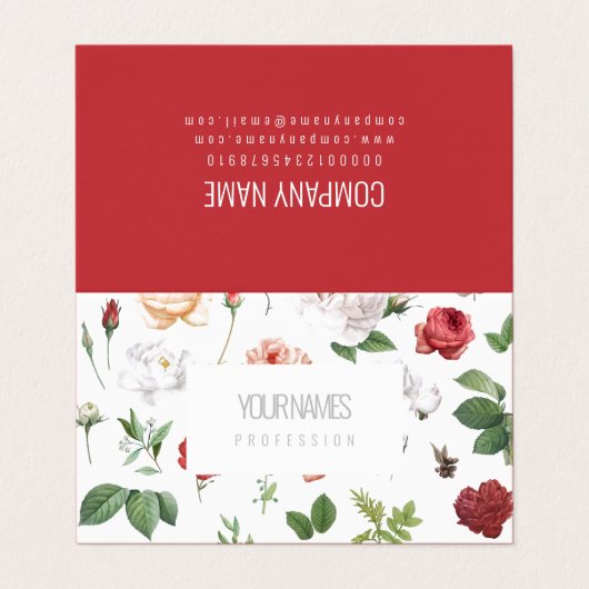 GEFALTETE VISITENKARTEN: "VINTAGE BLUME" VISITENKARTEN (Außenseite Aufgefaltet)