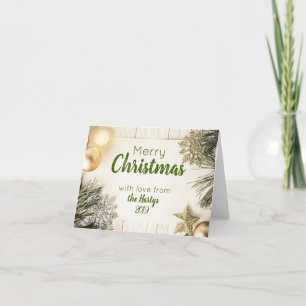 Gefaltete Weihnachtskarte Vintage Goldener Schimme Feiertagskarte