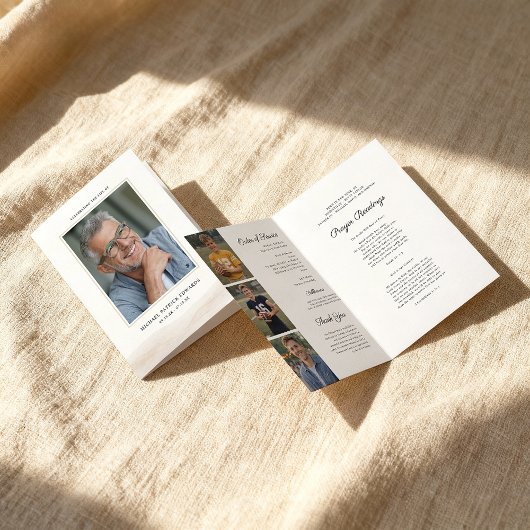 Gefaltetes Gedenkprogramm mit Foto-Cover Karte