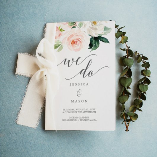 Gefaltetes Hochzeitsprogramm-Büchlein mit floraler Flyer