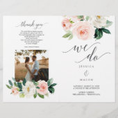 Gefaltetes Hochzeitsprogramm-Büchlein mit floraler Flyer (Vorne)