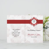 gefaltetes Hochzeitsprogramm für rote Monogramm (Stehend Vorderseite)