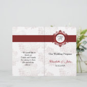 gefaltetes Hochzeitsprogramm für rote Monogramm (Stehend Vorderseite)