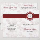 gefaltetes Hochzeitsprogramm für rote Monogramm (Vorne/Hinten)
