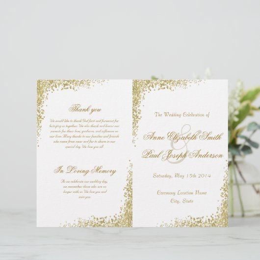 gefaltetes Programm für Goldfetti und Glitzer (Stehend Vorderseite)