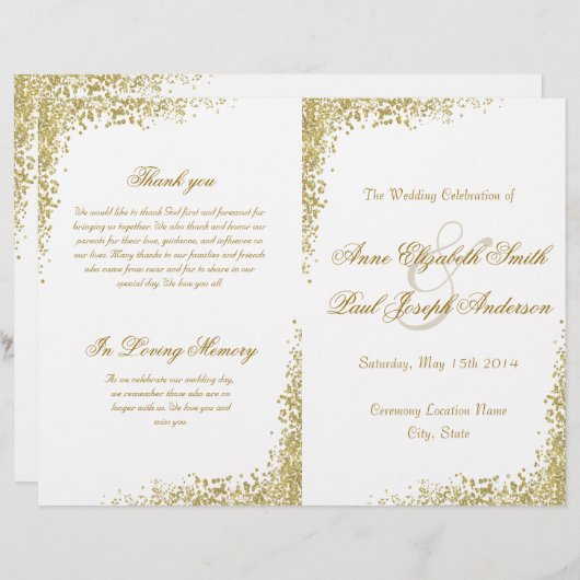 gefaltetes Programm für Goldfetti und Glitzer (Vorne/Hinten)