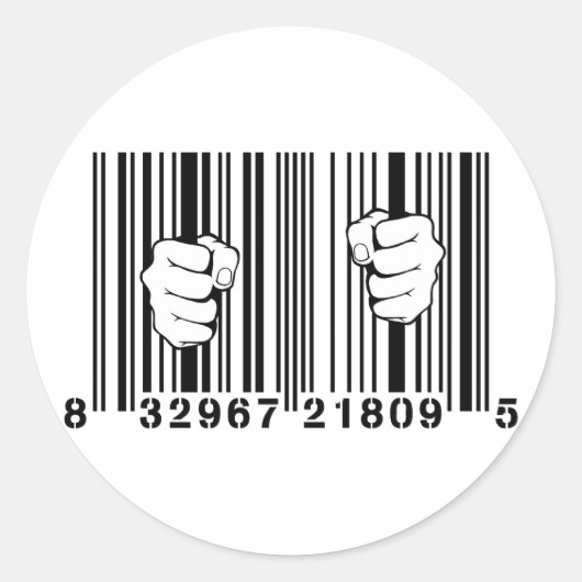 Gefangen durch den Konsum UPC Barcode Gefangengeno Runder Aufkleber (Vorderseite)