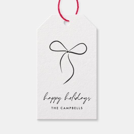 Gefangen mit Liebe Black Bow Happy Holidays Geschenkanhänger (Vorderseite)