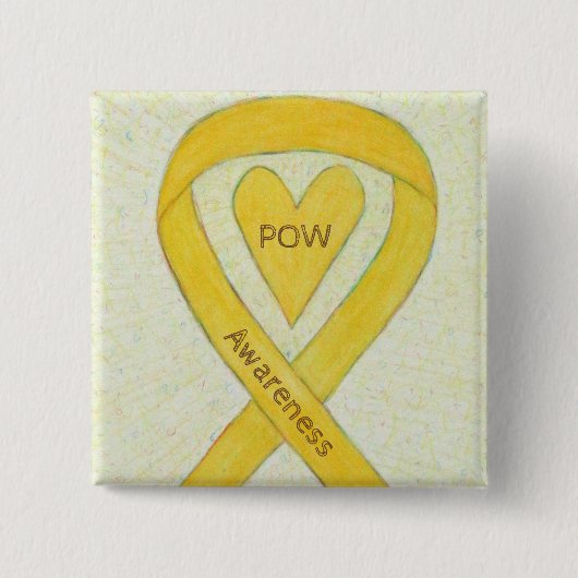Gefangene des Krieges (POW) Awareness Ribbon Herz  Button (Vorderseite)