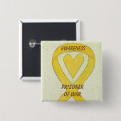 Gefangene des Krieges (POW) Bewusstsein Herz Ribbo Button (Vorne & Hinten)
