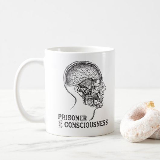 Gefangener des Bewusstseins-menschliches Kaffeetasse (Mit Donut)