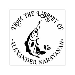Gefangener Fisch am Haken Aus der Bibliothek des B Permastempel