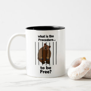 Gefangenes Tier Bär bittet um Freiheit Tierretter Zweifarbige Tasse