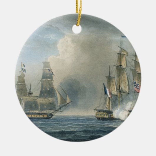Gefangennahme des Pomone durch HMS Arethusa vor Keramikornament (Vorne)