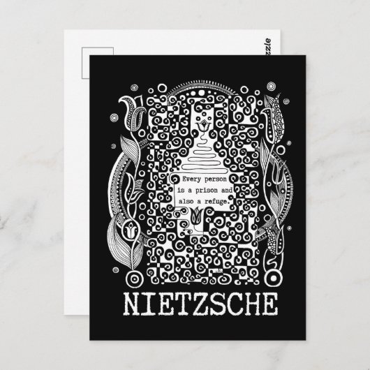 Gefängnis und FLÜCHTLINGE von Nietzsche Postkarte (Vorne/Hinten)