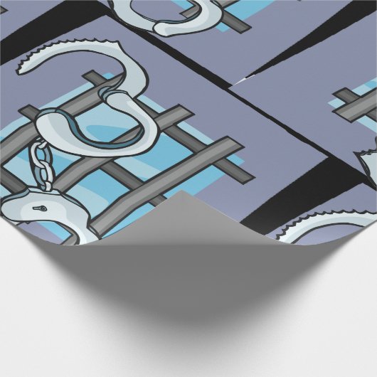 Gefängnishandschellen Geschenkpapier (Ecke)