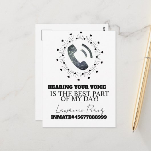 Gefängniskarten für Ferngespräche Postkarte (Vorderseite/Rückseite Beispiel)