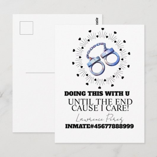 Gefängniskarten Lange Distanz Zeit absitzen Handsc Postkarte (Vorne/Hinten)