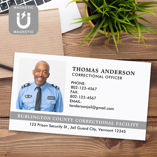 Gefängniswärter für Foto des Zollbeamten Magnetische Visitenkarte
