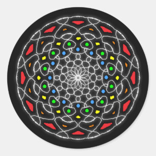 Gefärbte Kaleidoskop-Psychedelikatsticker Runder Aufkleber