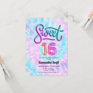 Gefärbte Krawatte 16 . Geburtstag Einladungen